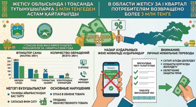 В области Жетісу потребителям возвращено более 3 млн тенге